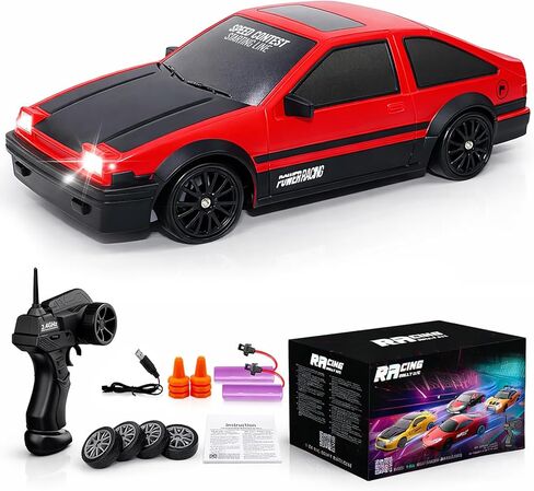 سيارة التحكم عن بعد RC الانجراف سيارة 2.4 جيجا هرتز 1:24 مقياس 4WD عالية السرعة RC سيارات مركبة مع أضواء LED بطاريات وإطارات الانجراف سباق سيارات لعبة رياضية للبالغين بنين بنات أطفال هدية in Kuwait