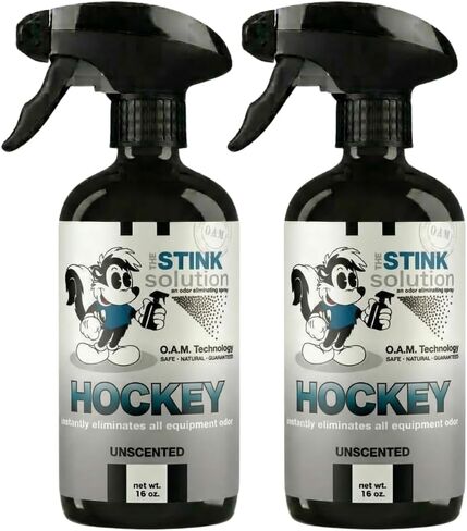 Unscented Hockey Odor Eliminator: Quickly Banish Sweat, Must, & Odors From Your Skates, Jerseys, Pads, Duffel Bags, & More! 100% Safe Formula for All Materials - 2 16oz Bottles in Saudi Arabia