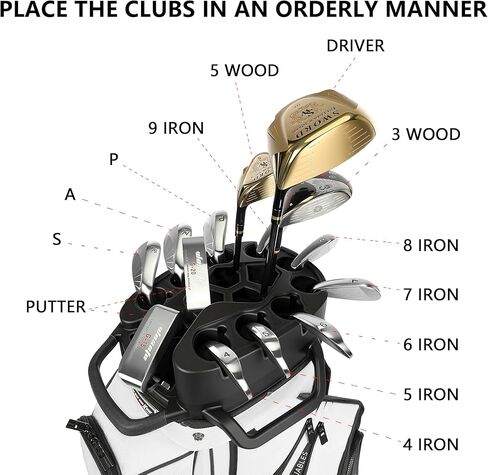 Golf Cart Bag T-Lock 14 Way Full-Length Divider Top Fixed Slots Clubs Organized Premium Oxford Cloth Golf Bag for Men Women Black Blue Green 13 Pockets with 3 Handles Cooler Bag Rain Cover in Saudi Arabia