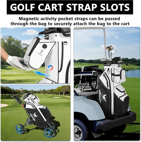 Golf Cart Bag T-Lock 14 Way Full-Length Divider Top Fixed Slots Clubs Organized Premium Oxford Cloth Golf Bag for Men Women Black Blue Green 13 Pockets with 3 Handles Cooler Bag Rain Cover in Saudi Arabia