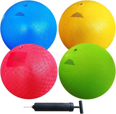 AppleRound 8.5-inch Dodgeball Playground Balls, Pack of 4 Balls with 1 Pump, Official Size for Dodge Ball, Handball, Camps and Schools (4 Balls and 1 Pump) in Saudi Arabia
