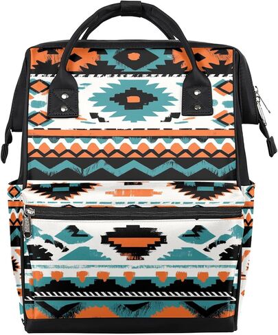 TropicalLife Ethnic Geometric Boho Diaper Backpack Large Capacity Baby Bags Multi-Function Zipper Casual Travel Backpacks for Mom Dad Unisex in Saudi Arabia