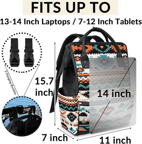TropicalLife Ethnic Geometric Boho Diaper Backpack Large Capacity Baby Bags Multi-Function Zipper Casual Travel Backpacks for Mom Dad Unisex in Saudi Arabia