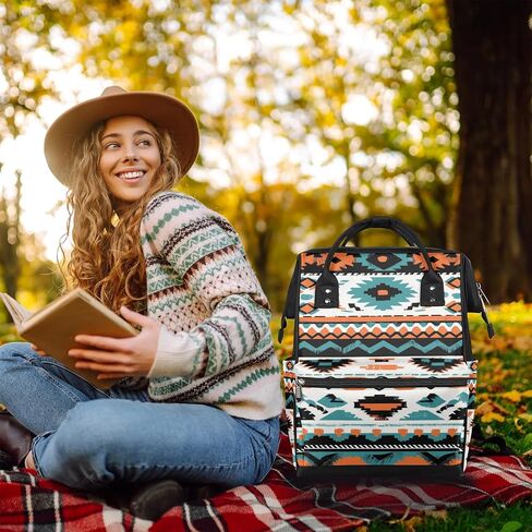 TropicalLife Ethnic Geometric Boho Diaper Backpack Large Capacity Baby Bags Multi-Function Zipper Casual Travel Backpacks for Mom Dad Unisex in Saudi Arabia