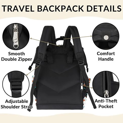 TropicalLife Ethnic Geometric Boho Diaper Backpack Large Capacity Baby Bags Multi-Function Zipper Casual Travel Backpacks for Mom Dad Unisex in Saudi Arabia