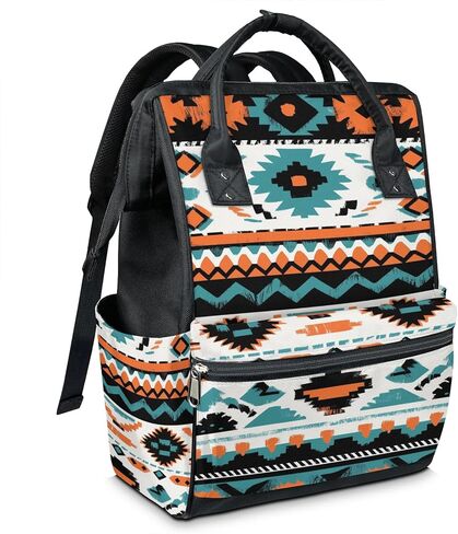 TropicalLife Ethnic Geometric Boho Diaper Backpack Large Capacity Baby Bags Multi-Function Zipper Casual Travel Backpacks for Mom Dad Unisex in Saudi Arabia
