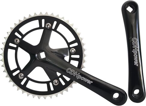 CDHPOWER Crankset 46T 170mm أذرع مرفقية ذات سرعة واحدة 130 BCD لدراجة الطرق الجبلية الثابتة والعتاد (مستدقة مربعة، أسود) (46T، ضرس) in Saudi Arabia