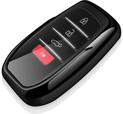 Tukellen لغطاء مفتاح Toyota Key fob غطاء خاص ناعم من مادة TPU لـ 2019-2024 Land Cruiser، 2021-2024 Venza، Grand Highlander Hilux، Fortuner، 2022-2024 Tundra، Corolla Cross، Prius 4/5/6 Buttons - أسود in Kuwait