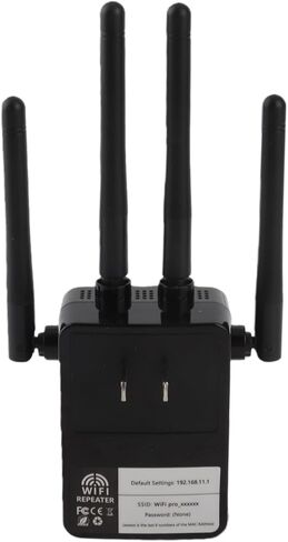 موسع نطاق WiFi مكرر لاسلكي 2 منفذ LAN معزز إشارة لاسلكية مكرر الإنترنت مع منفذ إيثرنت لجهاز التوجيه المنزلي مكبر صوت ثنائي النطاق (أسود) in Kuwait