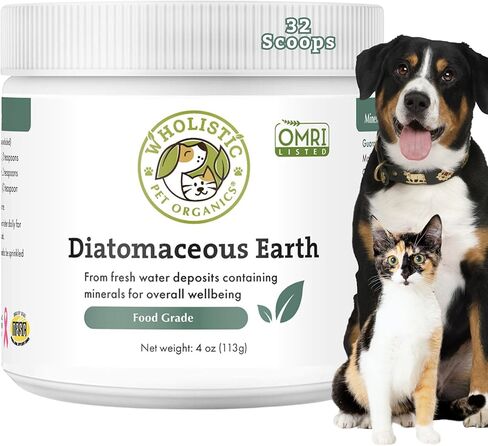 Wholistic Pet Organics DE for Dogs Organic Food Grade for Dogs - 13 Oz - Safe Non-Chemical Freshwater Silica Improves Overall Health in Saudi Arabia