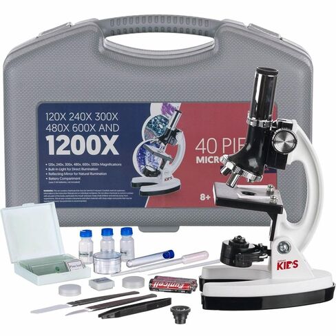 AmScope M30-ABS-KT1-WM 120X-240X-300X-480X-600X-1200X Educational Metal Arm Kids Compound Microscope Kit + Book in Saudi Arabia