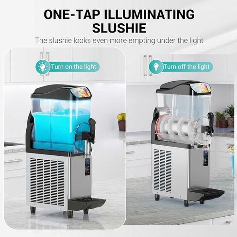 12 جالون/45L آلة تجارية سلوشي مع ضوء LED ، 15L × 3 خزانات آلة مشروبات تجارية مجمدة ، صانع الفولاذ المقاوم للصدأ مارغريتا ، صنع سريع ، لكوكتيلات النبيذ ، عصير ديكيري ، القهوة in Saudi Arabia