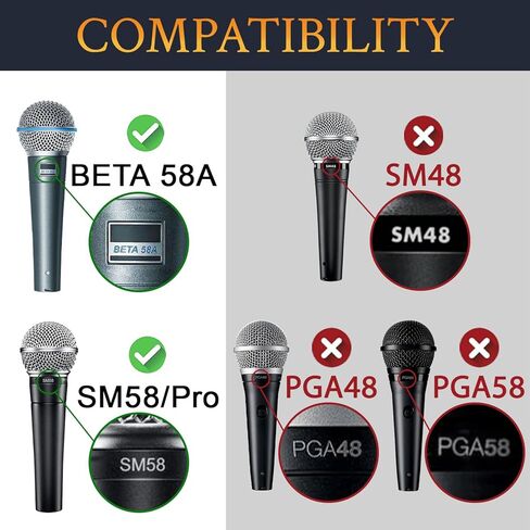 SOULWIT 4Pcs Microphones Pop Filter for Shure SM58/SM58 Pro/BETA 58A, Protective Mic Cover Windscreen Foam - Black in Kuwait