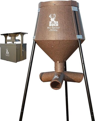 Boss Buck 200 Pounds Heavy Duty 2 Step Deer Feeder Drum with Protein 3 Feed Tube, Spinner, Auto Feed System for Outdoor, Wildlife and Deer Hunting in Saudi Arabia