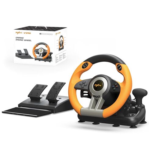 PXN V3 Pro Gaming Steering Wheel with Pedals | Dual Motor Vibration Feedback, Beginner Sim Racing Wheel for PC, PS4, Xbox Series S, Xbox Series X, Xbox One and Switch in Kuwait