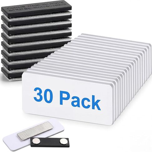 30 Packs Name Tag Blank Name Tags Magnetic Name Tag with Magnetic Backing Locker White Round Corners, 1.5 x 3 Inches Name Badges for Nurse Personalized Jacket Shirts Office School Supplies in Saudi Arabia