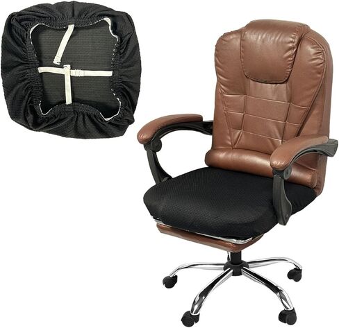 Office Chair Cover with Armrest Covers Stretchable Oversized Desk Chair Cover with Zipper Thick High Back Office Seat Cover for Extra Large Executive (Big Tall Man) Chairs(X-Large Size,Black) in Kuwait