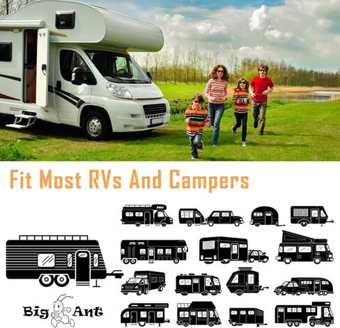 غطاء نافذة باب Big Ant RV، غطاء نافذة تعتيم RV مقاس 24.5 × 16.5 بوصة، غطاء نافذة باب مقطورة للحماية من الأشعة فوق البنفسجية، ملحقات مظلة الشمس لمقطورة السفر، أسود/فضي in Saudi Arabia