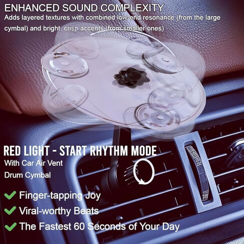 Car Vent Cymbal 1-Pack, 360° Rotating Mini Drum Crash Cymbal with Triple-Layer Sound, Universal Fit for All Vehicles, Easy DIY Assembly, Make Your Driving More Fun (Silver) in Saudi Arabia