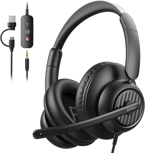EKSA [2023 New] Fenrir Gaming Headset with Microphone for PS4 PC Xbox one PS5 Switch Laptop, Over Ear Headphones Wired with Noise Cancelling Mic, 3.5m Audio Jack, 50mm Stereo Drivers, Led Light in Kuwait