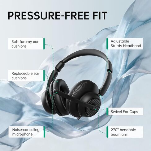 EKSA [2023 New] Fenrir Gaming Headset with Microphone for PS4 PC Xbox one PS5 Switch Laptop, Over Ear Headphones Wired with Noise Cancelling Mic, 3.5m Audio Jack, 50mm Stereo Drivers, Led Light in Kuwait