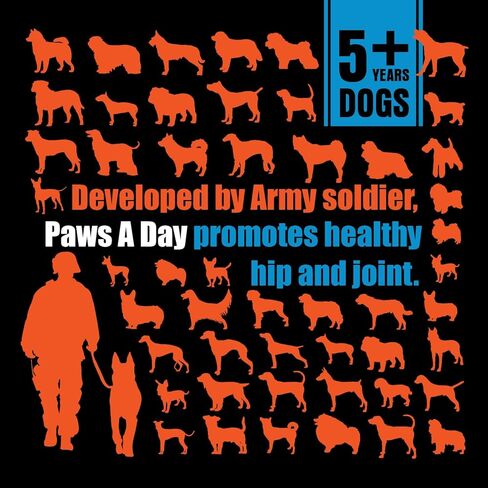 Paws A Day Glucosamine for Dogs Hip & Joint Supplement – “Two-in-One Combo" Dog Joint Care and Improved Skin & Coat w/Chondroitin, MSM, Omega 3, Collagen & Biotin, 60 Chewable Tablets (2 Months) in Saudi Arabia