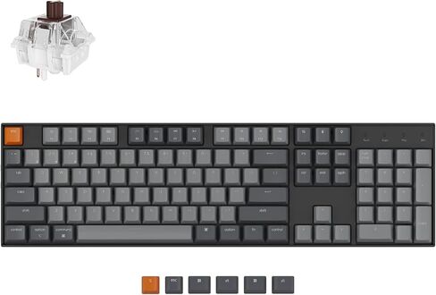 Keychron K10 Full Size Layout White LED Backlit Hot-Swappable Mechanical Keyboard for Mac Windows, Multitasking 104-Key Bluetooth Wireless/USB Wired Computer Keyboard with Gateron G Pro Red Switch in Kuwait