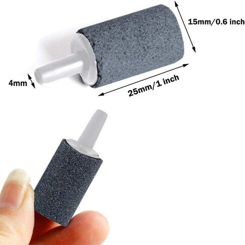 20 حزمة من حجر الهواء مقاس 1 بوصة، أحجار هواء حوض السمك، موزع فقاعات أسطوانية Airstone لخزان الأسماك ملحقات مضخة هواء لأحواض السمك المائية رمادي (20 حزمة) in Kuwait