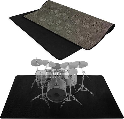 Drum Rug, 4Ftx6Ft Drum Carpet with Non-Slip Grip Bottom Black Drum Floor Mat for Drummers in Saudi Arabia