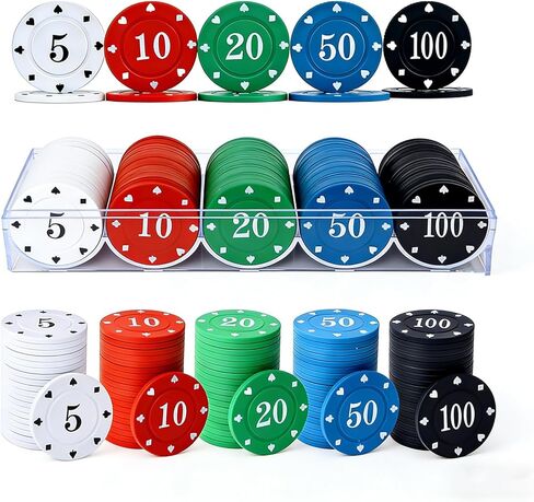 Plastic Poker Chips Poker Chip Set with Storage Box,Denomination Printed Casino Style Chip for Texas Home Game Nights,Holdem Poker Nights,Blackjack or Roulette Games,Casino Parties in Saudi Arabia