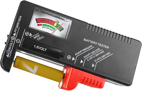 فاحص اختبار البطارية، فاحص بطارية صغير عالمي لـ AAA AA C D 9V 1.5V، مدقق بطاريات خلية الزر - مدقق فولت صغير لجميع البطاريات - حزمة واحدة in Kuwait