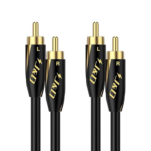 J&D Audiophiles RCA Cable, 24 AWG 2RCA Male to 2RCA Male Stereo Interconnect Audio Cable, Gold-Plated Subwoofer Cable for Home Theater, HDTV, Amplifiers, Hi-Fi Systems, Speakers, 3 Feet in Saudi Arabia