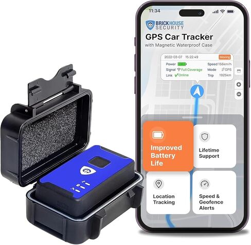 Brickhouse Car Trackers for Your Vehicle - Spark Nano 7 GPS Tracker with Magnetic Waterproof Case - Hidden Real-Time 4G LTE Vehicle Finder - GPS Tracking Device for Cars & More - Subscription Required in Saudi Arabia