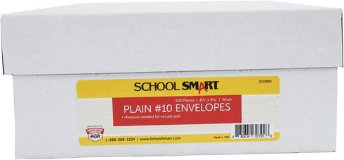 مظروف School Smart #10، مقاس 4-1/8 × 9-1/2 بوصة، أبيض، عبوة من 500 in Saudi Arabia