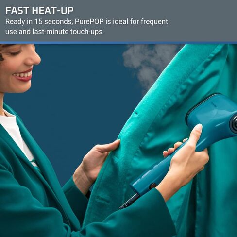 Rowenta PurePop Handheld Steamer for Clothes 1.5 Lbs 15 Second Heatup, 2.3 Oz Capacity 1150 Watts Portable, Ironing, Fabric Steamer, Garment Vacation Essentials, Travel Must Have Blue DR2020 DR2020U1 in Kuwait