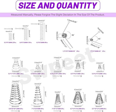 SWPEET 123PCS 10 أحجام 0.3/0.5/0.7/0.8/1 مجموعة متنوعة من الفولاذ المقاوم للصدأ المخروط in Saudi Arabia