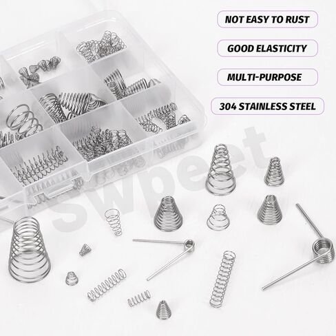 SWPEET 123PCS 10 أحجام 0.3/0.5/0.7/0.8/1 مجموعة متنوعة من الفولاذ المقاوم للصدأ المخروط in Saudi Arabia