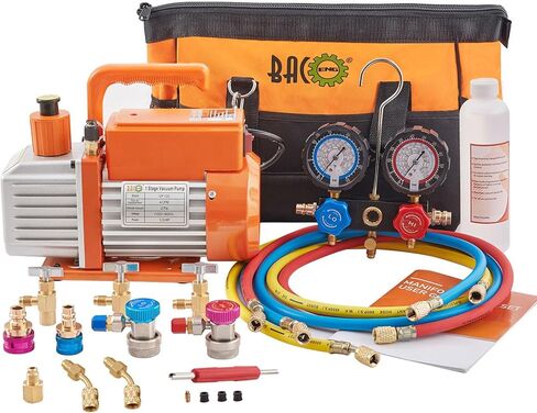 BACOENG Complete AC Repair Tool Kit for Mini Split/HVAC/AUTO with Tool Bag - Includes 3.6CFM Vacuum Pump, 800PSI Manifold Gauge Kit in Kuwait
