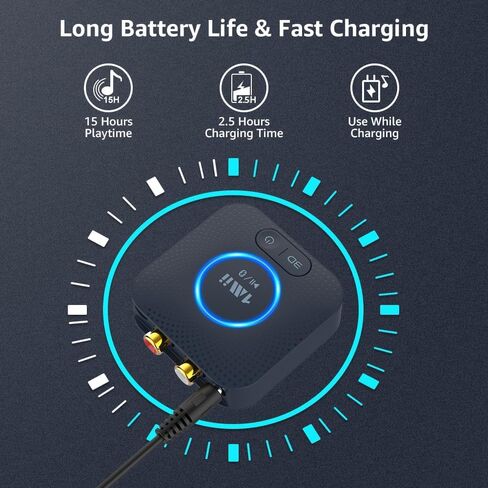 جهاز استقبال 1Mii B06S+ Bluetooth 5.2، ومحول صوت HiFi Bluetooth مع LDAC، وaptx HD وaptx منخفض الكمون، وصوت عالي الدقة طويل المدى مع التحكم في مستوى الصوت، ومخرجات 3.5 مم وRCA، إعداد سهل لنظام ستيريو منزلي in Kuwait