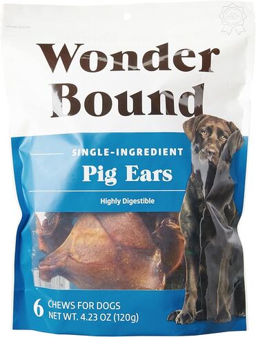 Amazon Brand – Wonder Bound Whole Pig Ears Dog Treats, Pork, Pack of 6 in Saudi Arabia