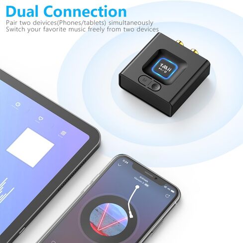 مستقبل صوت بلوتوث 1 ام اي 2021، وقت تشغيل 12 ساعة، محول بلوتوث 5.0 لنظام بث الموسيقى ستيريو المنزل، زمن استجابة منخفض، وضع باس in Saudi Arabia