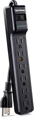CyberPower CSB606 واقي التيار الكهربائي الأساسي، 900J/125 فولت، 6 منافذ، سلك طاقة بطول 6 أقدام أسود in Kuwait