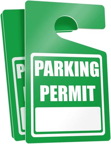MESS Large Thick Parking Pass Hangtags - Parking Permit Hang Tag - Car Parking Tags for Parking Lot - Hanging Parking Permit - Permanent or Temporary Car Tags for Rear View Mirror 3x5" (50, Blue) in Saudi Arabia