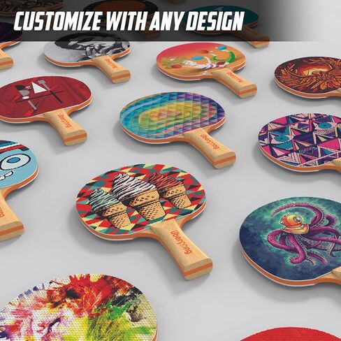 Custom Personalized Ping Pong Paddle, Table Tennis Racket, Upload Photo or Logo, ITTF-Approved Rubber, 5-Ply Blade for Speed & Control, Printed & Engraved in The USA in Saudi Arabia