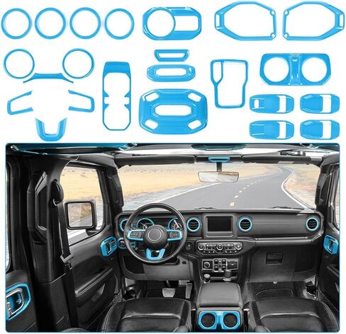RT-TCZ for Wrangler JL Interior Trim Kit Compatible with Jeep Wrangler JL JLU Gladiator JT 2018-2023 Yellow Interior Accessories 23pcs in Saudi Arabia