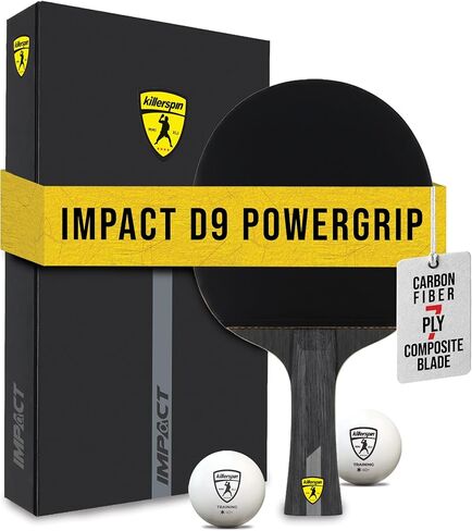 مجاديف تنس الطاولة Killerspin Impact D9 PowerGrip، مضرب تنس الطاولة، حقيبة مجداف Ping Pong، معدات تنس الطاولة للاعبين المتوسطين/المتقدمين، خشب 7 طبقات in Kuwait