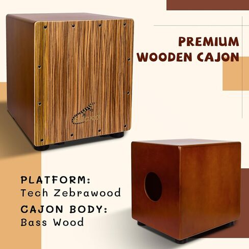 صندوق طبل Gecko Cajon مع نغمة Snare و Bass للموسيقى الصوتية ، وأداة الإيقاع مع سلاسل الغيتار الداخلية القابلة للتعديل للمبتدئين والحجم المدمج in Kuwait