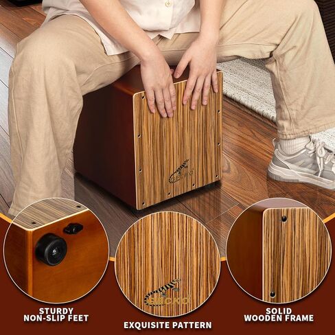 صندوق طبل Gecko Cajon مع نغمة Snare و Bass للموسيقى الصوتية ، وأداة الإيقاع مع سلاسل الغيتار الداخلية القابلة للتعديل للمبتدئين والحجم المدمج in Kuwait