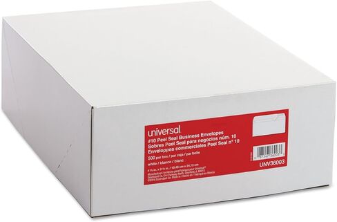 Universal UNV36003 Peel Seal 4.13 in. x 9.5 in. #10 Square Flap Business Envelopes - White (500/Box) in Saudi Arabia