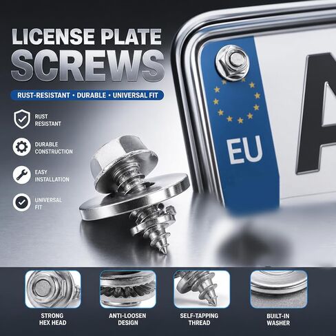 Black License Plate Frames (2 Pack) Stainless Steel Frame Holder Cover with Screws Rust Proof for Cars and Trucks in Kuwait